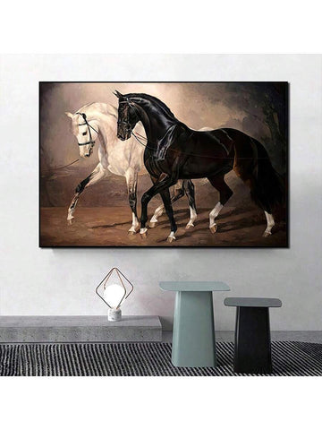 Bring bold elegance to your space with this stunning black and white horse oil painting on canvas. The dynamic contrast captures the majestic spirit of the horse, making it an eye-catching centerpiece. Perfect for horse lovers, it adds a touch of wild charm and artistic flair to any room. Whether as a gift or a personal treasure, this wall art promises to inspire and delight.