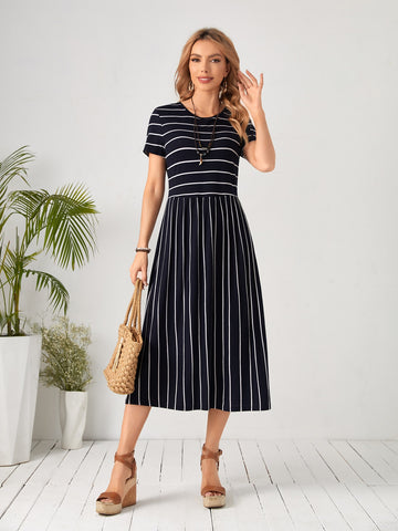 Elevate your wardrobe with this fabulous high-waisted striped dress that effortlessly transitions from brunch to evening plans. The classic stripe pattern adds timeless charm while the flattering high waist creates a gorgeous silhouette that works for virtually any body type. Whether you're dressing up for a special event or keeping it casual with sneakers, this versatile piece is your new go-to. Comfortable, chic, and endlessly stylish—because looking amazing should be this easy!