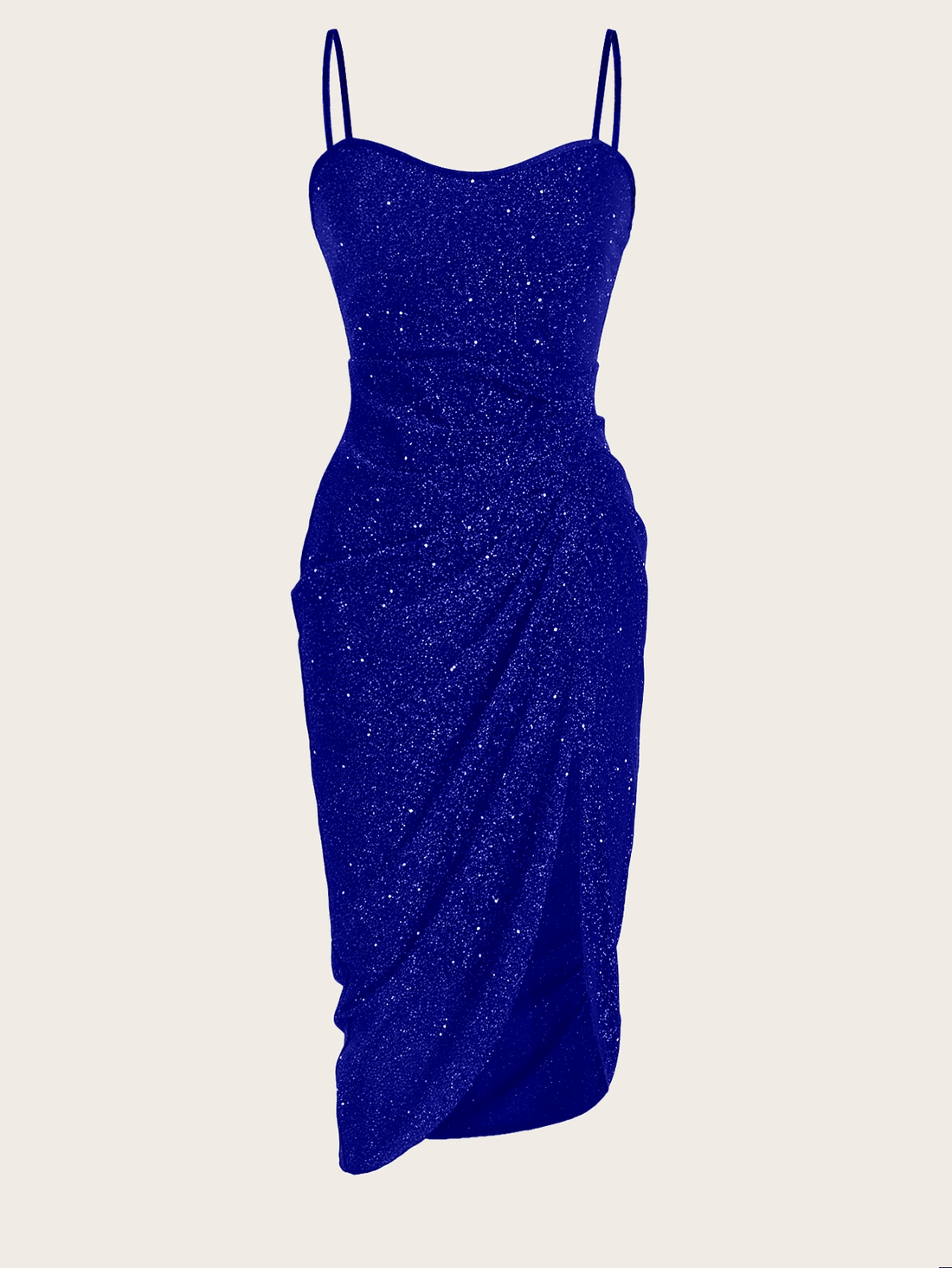 Turn heads in this show-stopping royal blue halter dress that's pure glamour from every angle. The shimmering glitter finish catches the light beautifully, while the bodycon silhouette hugs your curves in all the right ways. A daring slit and elegant pleats add movement and sophistication to this statement piece. Perfect for nights out, special events, or whenever you want to feel absolutely fabulous. This dress is your ticket to feeling confident, stunning, and unforgettable.