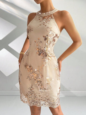 This elegant and tight-fitting summer party dress is perfect for making a statement at any event. Adorned with stunning sequins, the sleeveless design is sure to turn heads. Made with high quality materials, it offers both style and comfort. Make a lasting impression with this gorgeous dress.