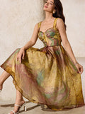 Brighten your wardrobe with this stunning Van Gogh Sunflower Print Organza Dress. Its airy organza fabric gives a dreamy, light feel, while the backless boho design adds a playful twist perfect for dancing under the sun or stars. Designed for all seasons, this dress lets you carry the warmth and charm of sunflowers wherever you go. Embrace art and style in one effortlessly chic look!