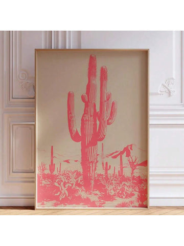 Bring a splash of southwestern charm to your space with this stunning vintage pink Mexican desert poster. Its playful hues and timeless design capture the serene beauty of the desert landscape, perfect for adding warmth and character to any room. Unframed for easy customization, this wall art print invites you to showcase your unique style with a touch of retro flair.