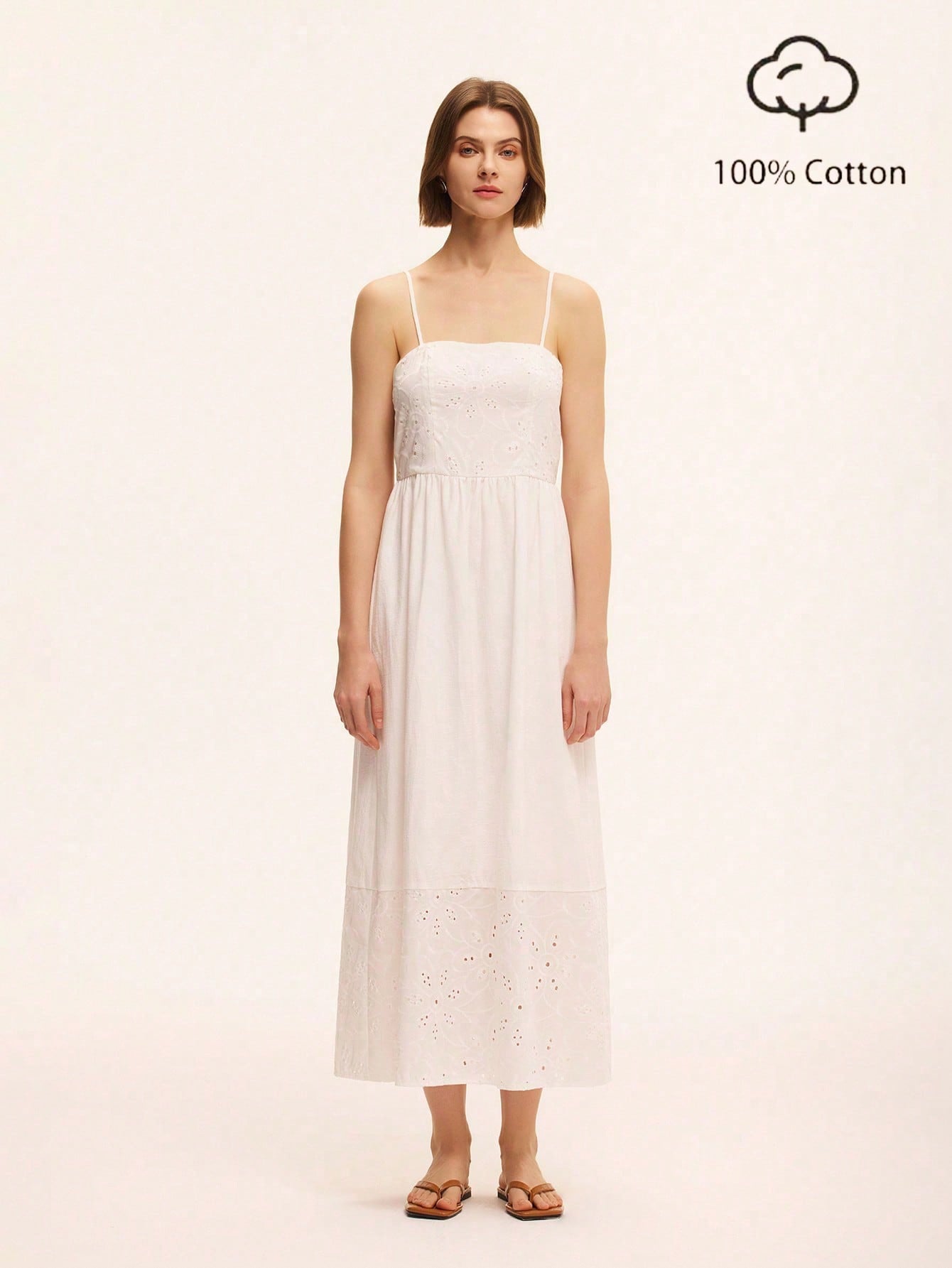 Embrace sunny days in this stunning white dress featuring delicate hollow floral embroidery and playful spaghetti straps. Perfect for beach weddings or casual vacations, its breezy design keeps you cool while adding a touch of effortless charm to your look. Feel light, fresh, and ready for any seaside adventure!