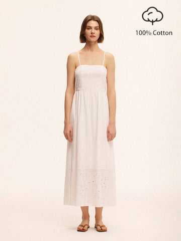 Embrace sunny days in this stunning white dress featuring delicate hollow floral embroidery and playful spaghetti straps. Perfect for beach weddings or casual vacations, its breezy design keeps you cool while adding a touch of effortless charm to your look. Feel light, fresh, and ready for any seaside adventure!