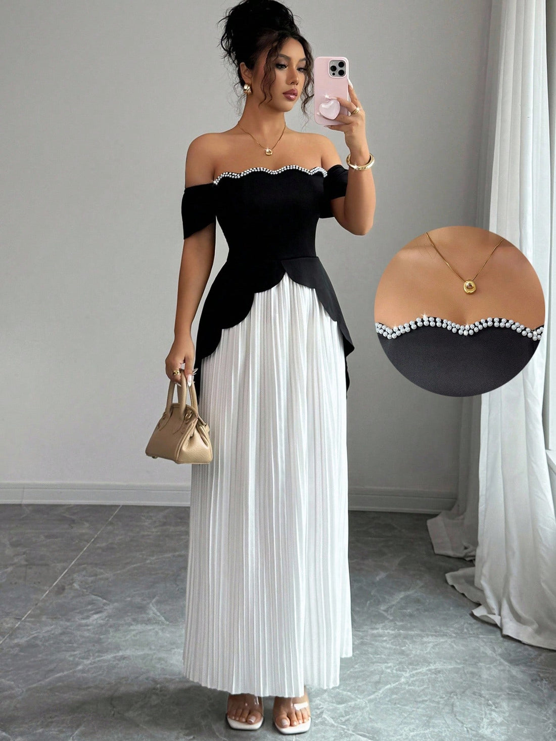 Turn heads at your next event in this show-stopping asymmetrical strapless dress! Featuring a chic colorblock design paired with eye-catching rhinestone embellishments, this dress strikes the perfect balance between bold and elegant. The strapless cut offers a flattering silhouette while the asymmetrical hemline adds modern flair. Whether you're heading to a cocktail party, wedding, or night out, this stunner delivers instant glamour and confidence. Dress it up with heels and statement jewelry for a look th
