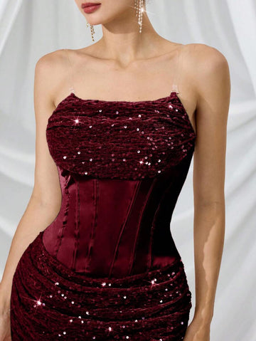 Turn heads at any event with this dazzling strapless sequin party dress designed to sparkle from every angle. Its sleek, figure-flattering fit ensures you’ll shine with confidence and style, making every moment unforgettable. Perfect for dancing the night away or stealing the spotlight, this dress combines bold glam with effortless charm.