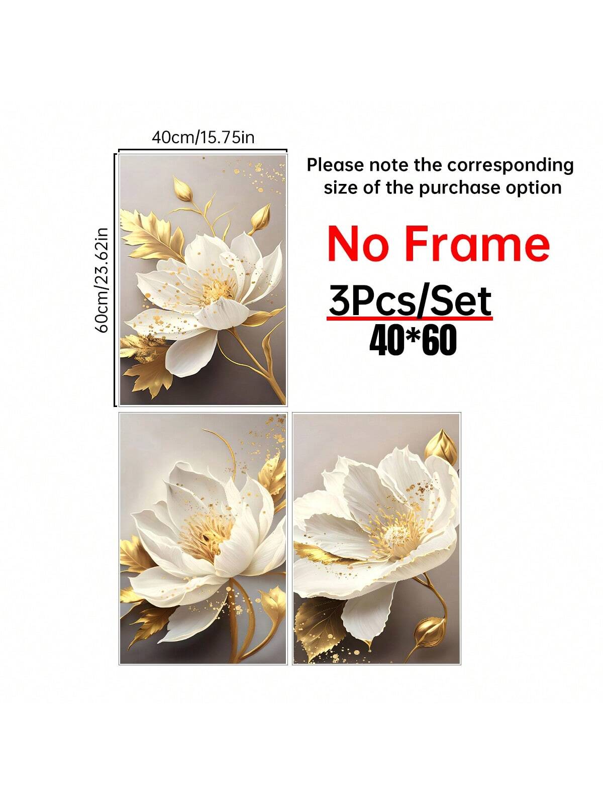 Add a touch of modern elegance to your home decor with our 3-Piece Gold Plant and Flower Canvas Wall Art Set. Featuring stylish designs and vibrant colors, this set is perfect for adding a pop of personality to any room. Bring the beauty of nature indoors with this unique and eye-catching wall art set.