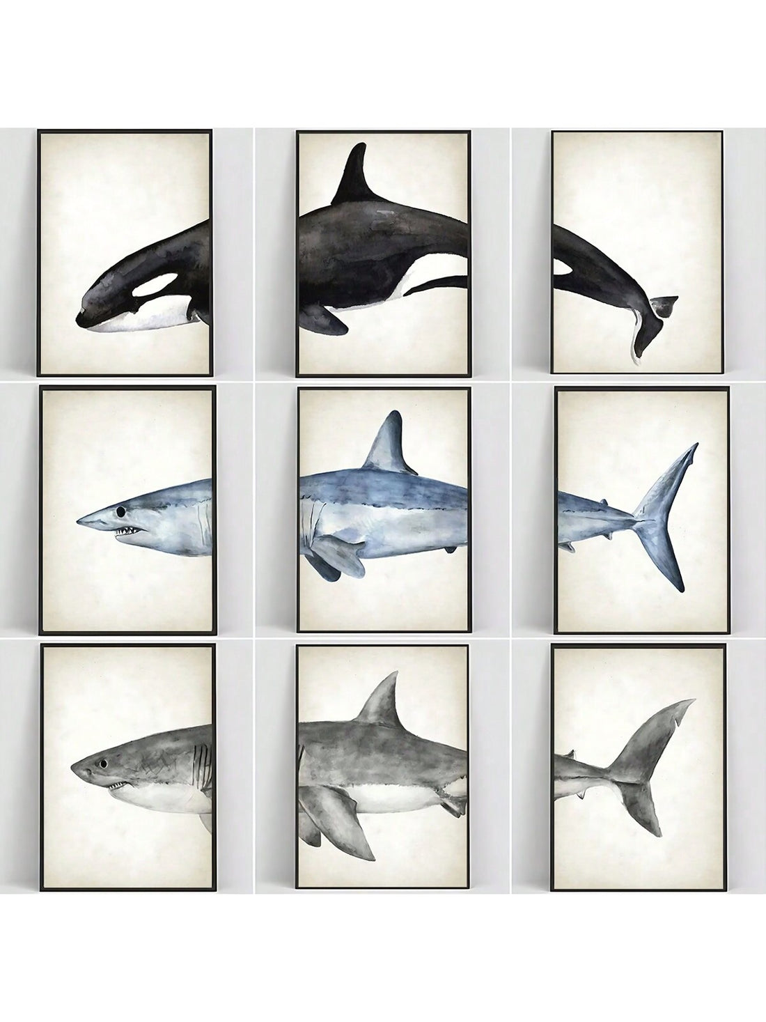 Dive into ocean vibes with this playful 3-piece canvas art set featuring sleek shark and whale silhouettes. Perfect for adding a splash of minimalist coastal charm, these stylish prints bring the sea’s wonder right into your home. Easy to hang and designed to brighten any room with a fun, aquatic touch.