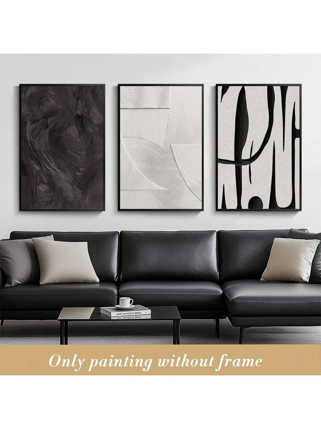 Elevate your space with this playful trio of unframed canvas art in sleek black, white, and grey. Perfect for minimalist vibes, these pieces add a touch of modern charm without overwhelming your walls. Mix, match, and move them around to keep your décor fresh and fun!