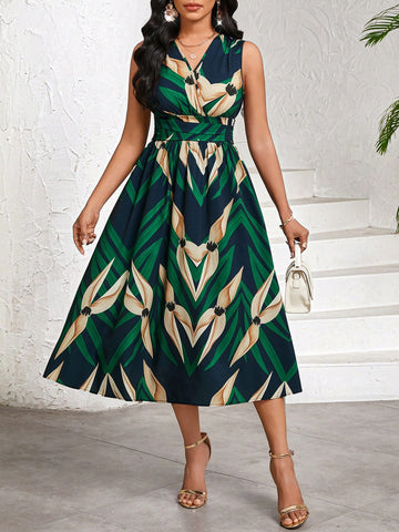 Twirl into summer with this eye-catching mid-length dress! Covered in a playful allover print, it's your new go-to for casual chic. Effortlessly transition from beach walks to dinner dates without missing a beat. This women's dress combines comfort and style for those days when you want to look fabulous without trying too hard!