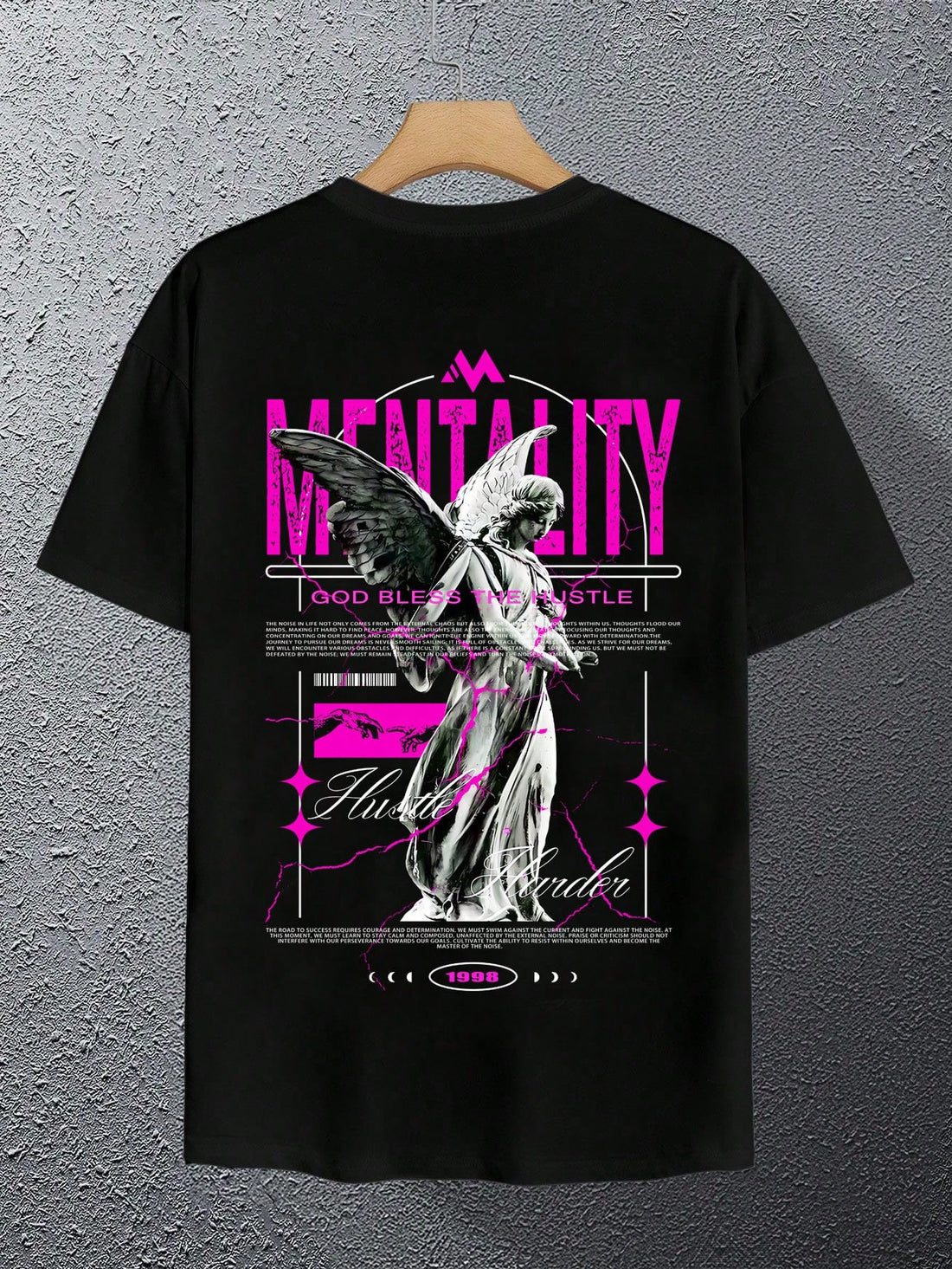 Elevate your everyday style with this eye-catching Angel Slogan tee! Perfect for guys who want to make a statement without saying a word. This trendy t-shirt pairs effortlessly with jeans or shorts for that cool, laid-back vibe. Who knew looking this good could be so comfortable? Your wardrobe's new MVP has arrived!