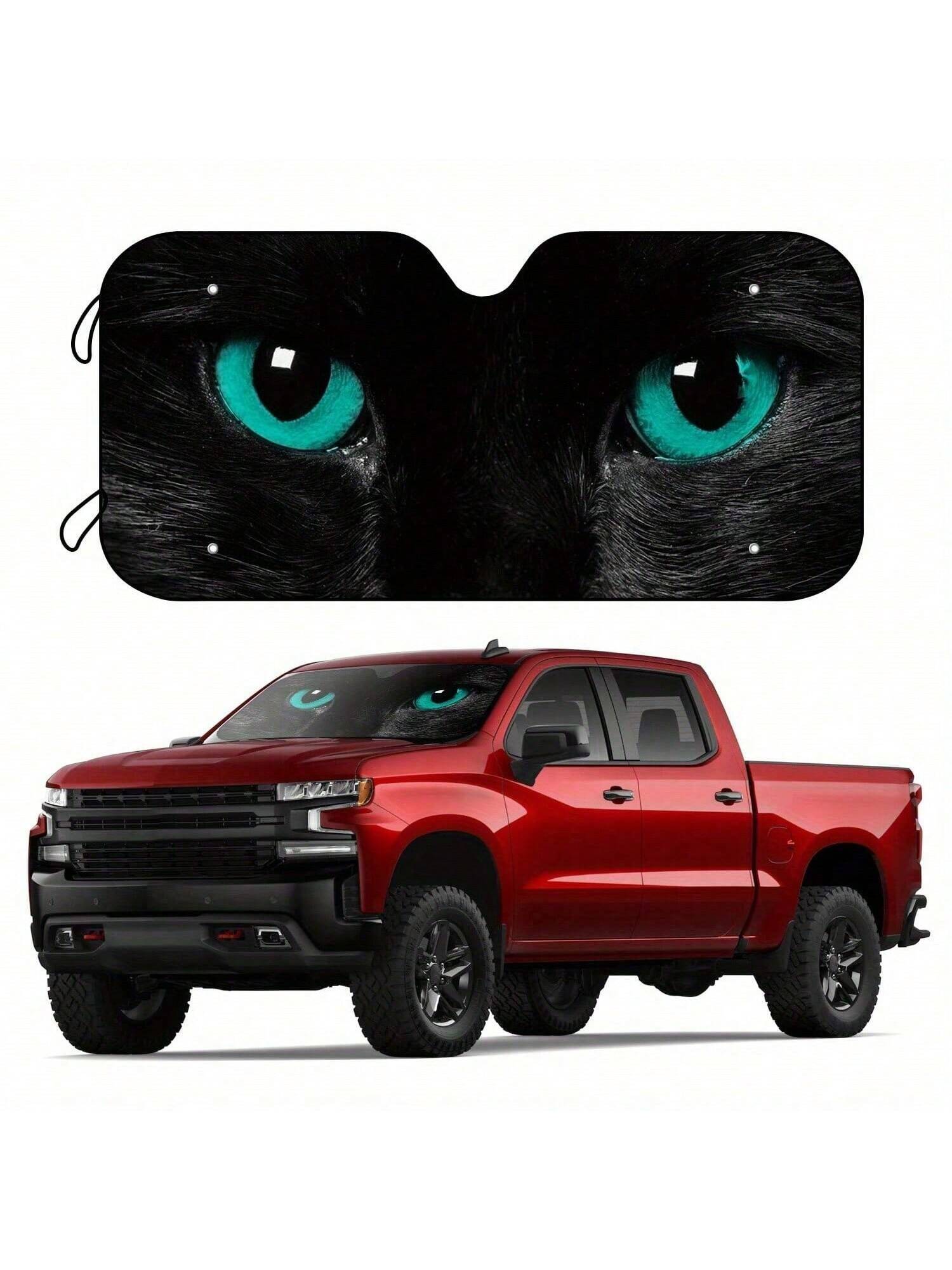 Protect your car from harmful UV rays while adding a touch of quirkiness with this stylish sun shade featuring a black cat design and blue eyes. The suction cups make it easy to install, keeping your car cool and your sense of style intact. (2 exclamations)