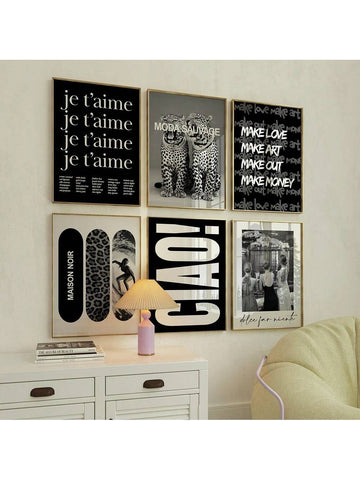Bring a nostalgic Y2K vibe to your space with this chic black and white wall art set. Perfect for sparking conversation in your bedroom, living room, or office, these canvas prints effortlessly blend retro flair with modern style. Whether you're jazzing up your workspace or adding a cool touch to your cozy corner, this playful collection makes any room pop with personality.
