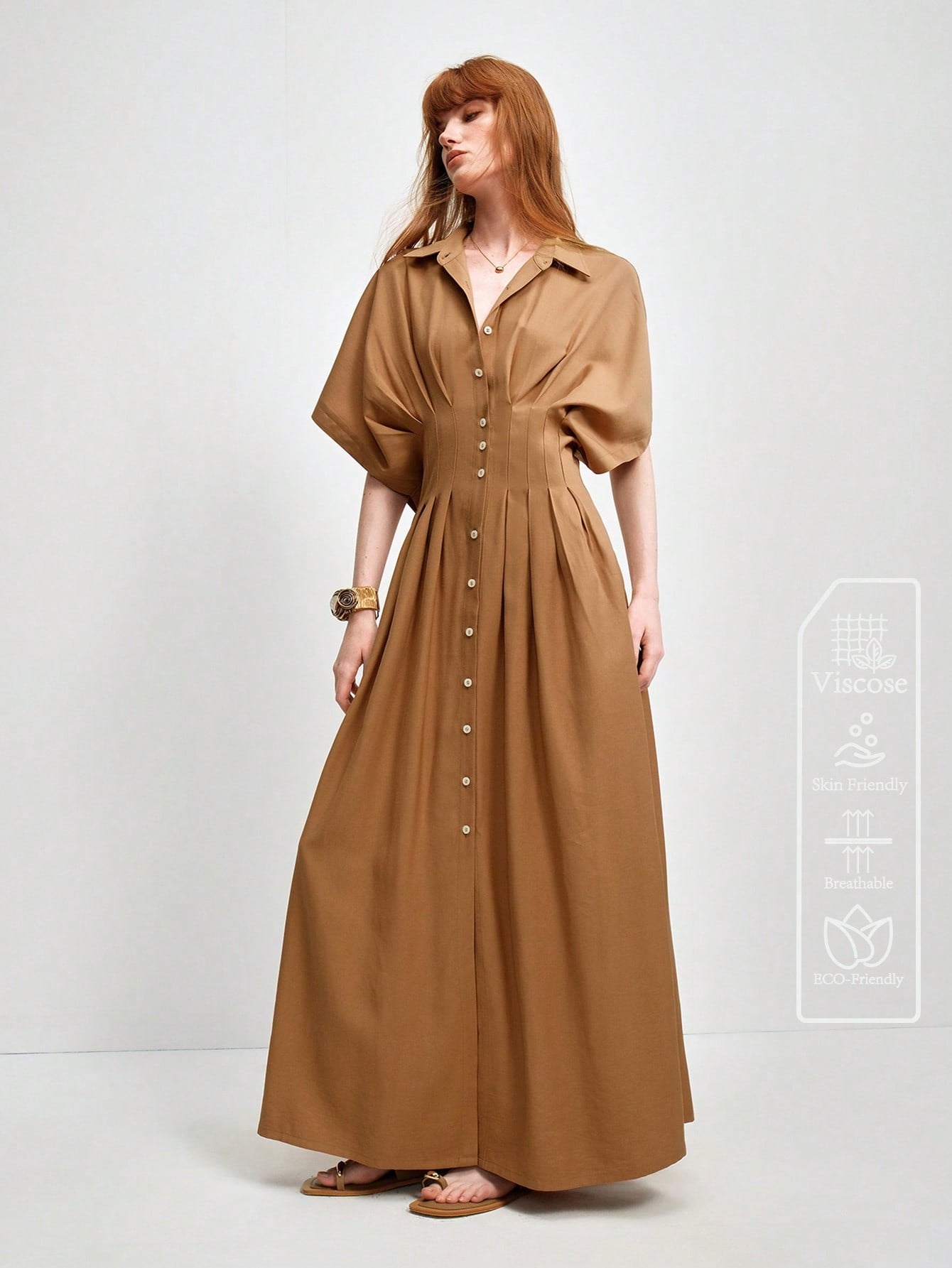 Embrace carefree summer vibes with this stylish Bohemian batwing sleeve maxi dress. Its flowing silhouette and airy fabric make it your go-to for beach days, casual strolls, or sunset gatherings. Effortlessly chic and comfortable, this dress adds a playful touch to your vacation wardrobe while keeping you cool and confident wherever you go.