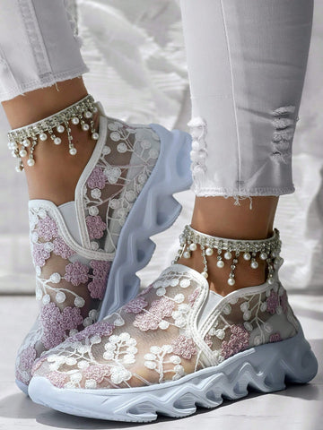 Explore new adventures in style with our Stylish Floral Embroidery Sneakers! These lightweight and breathable shoes will keep you comfortable during all your casual outdoor activities. Perfect for those who want to add a touch of flair to their wardrobe. Step into comfort and style today!