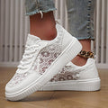 Elevate your spring and summer style with these charming floral lace women's casual sneakers. Designed for comfort and versatility, these lightweight sneakers feature breathable materials that keep your feet cool during warm weather activities. The sporty silhouette works perfectly for running, walking, or everyday wear, while the delicate floral lace detailing adds a feminine touch to any casual outfit. Whether you're heading to the gym, running errands, or enjoying outdoor adventures.