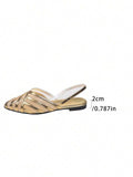 Step into sophistication with these gold mesh flat sandals, expertly crafted for the discerning dresser. Delicate lace inlays combine with precision laser stripe detailing to create an understated yet striking aesthetic. The flat sole ensures all-day comfort without compromising elegance, making these sandals ideal for garden parties, outdoor weddings, and upscale events. The metallic gold finish catches light beautifully while maintaining a refined appearance. Whether paired with flowing dresses or tailore