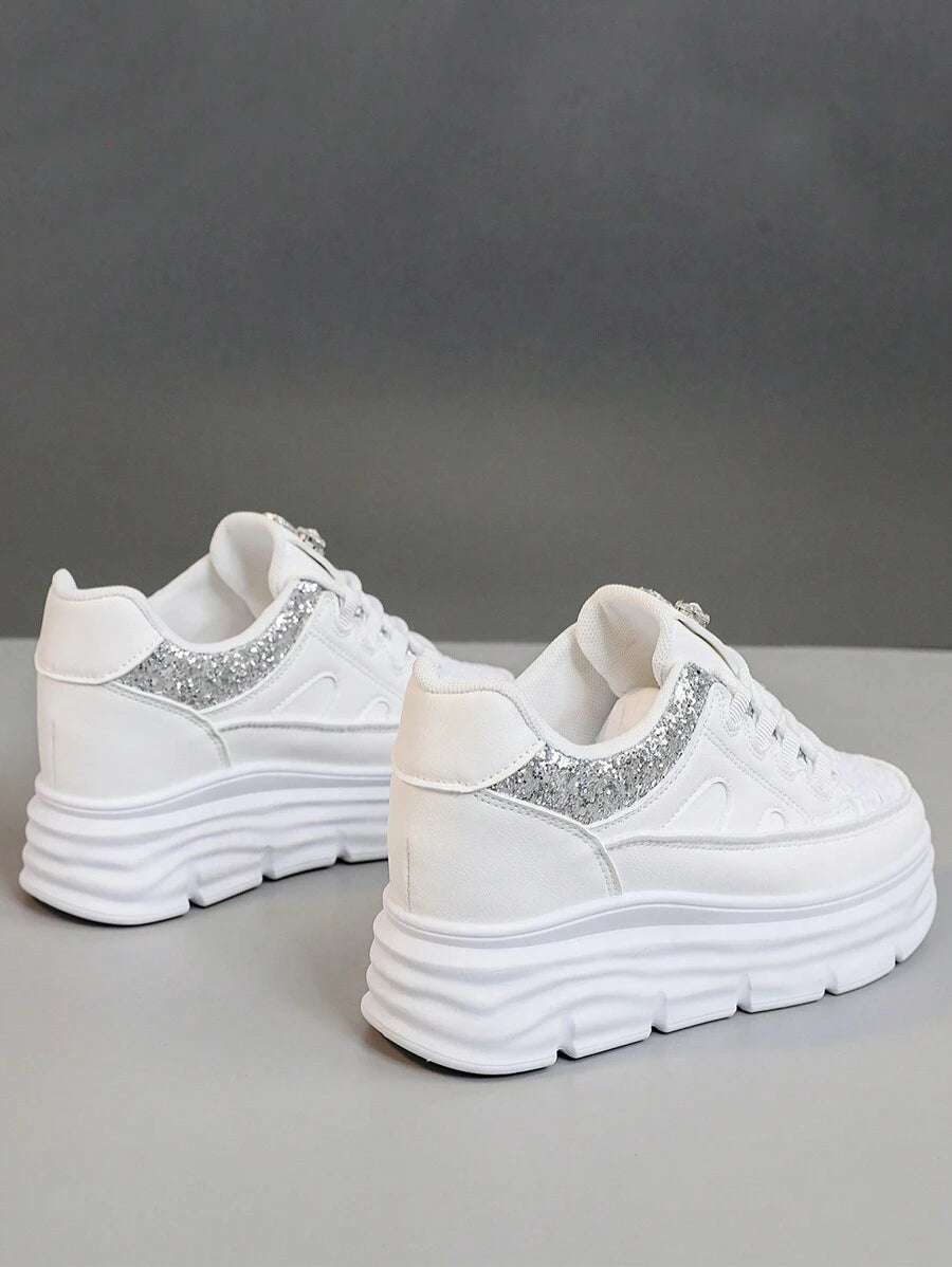 Rock the streets in the trendiest shoes! These stylish high-top white sneakers feature a chunky sole and comfortable fit for all-day wear. Step up your fashion game with the perfect blend of style and comfort. Walk with confidence in these new arrivals!