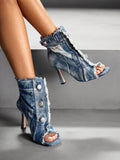Step into effortless elegance with these stylish peep-toe ankle boots. From holiday parties to nights out, these high heels add the perfect touch of sophistication to any outfit. Say goodbye to sore feet and hello to chic style. Who says fashion has to be uncomfortable? (Not us!) Perfect for any occasion.