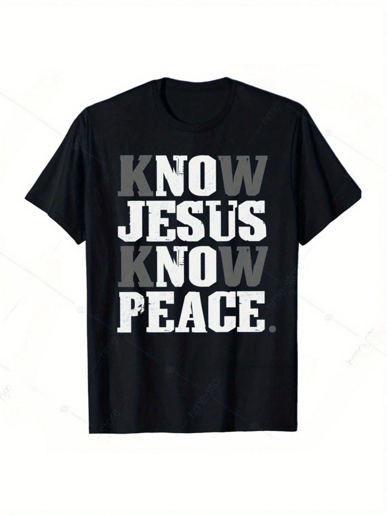 Spread the good word while looking effortlessly cool in this men's casual tee. The "Know Jesus, Know Peace" message delivers spiritual vibes with street-style swagger. Soft fabric meets divine inspiration in a shirt that's ready for church, brunch, or just chilling with the squad. Faith never looked this fresh!