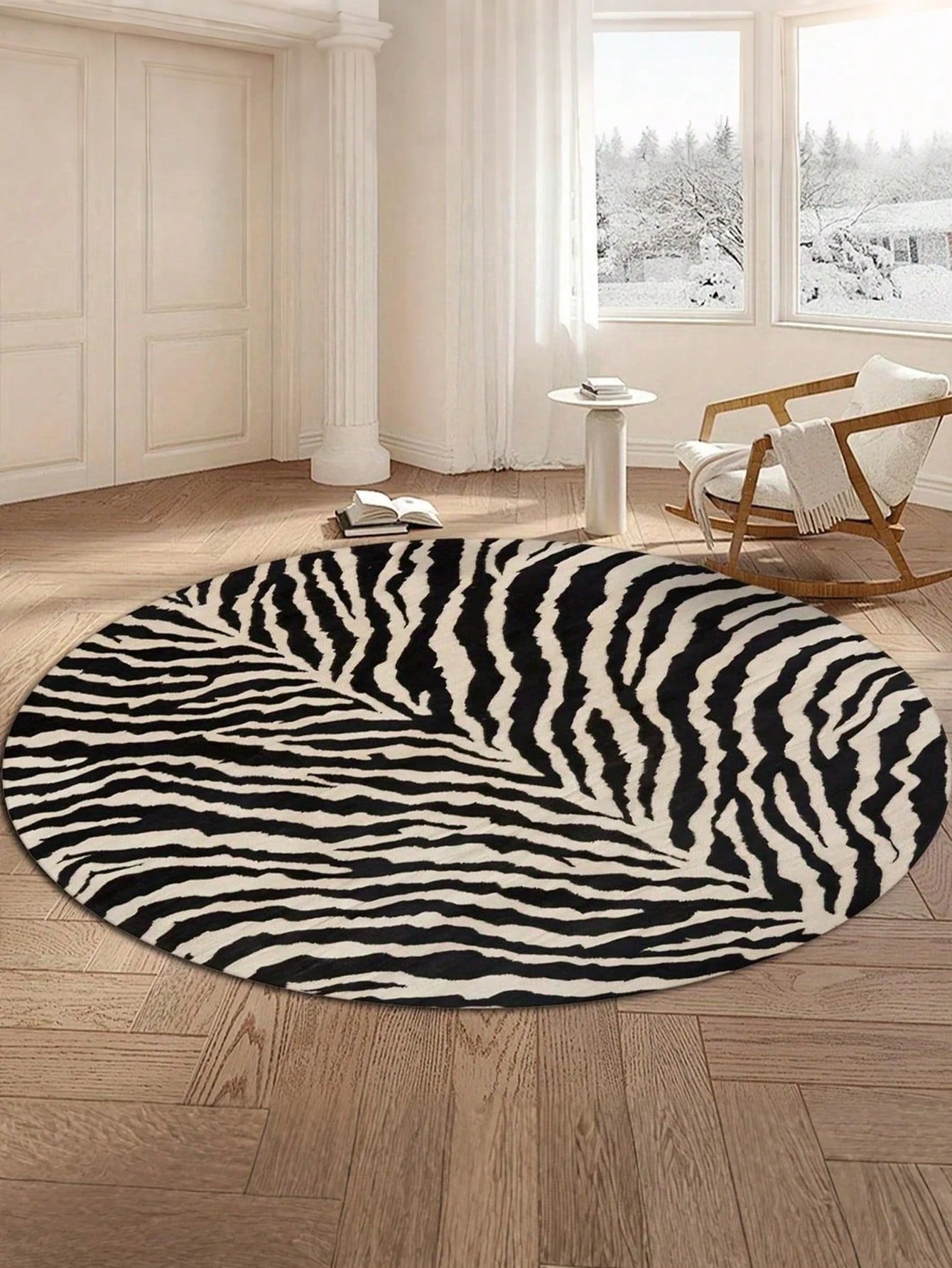 Add a wild touch to your space with this stylish leopard print round rug! Soft underfoot and easy to wash, it brings cozy comfort while staying fresh. The non-slip backing keeps it safely in place, perfect for bedrooms or living rooms ready for a fun, fierce upgrade.