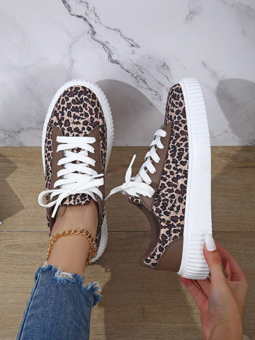 Elevate your everyday style with our Stylish Leopard Print Women’s Casual Sneakers. These comfortable lace-up athletic shoes feature a bold leopard print design that will add a touch of edginess to any outfit. Perfect for all-day wear, these shoes are a must-have for any fashion-forward woman.