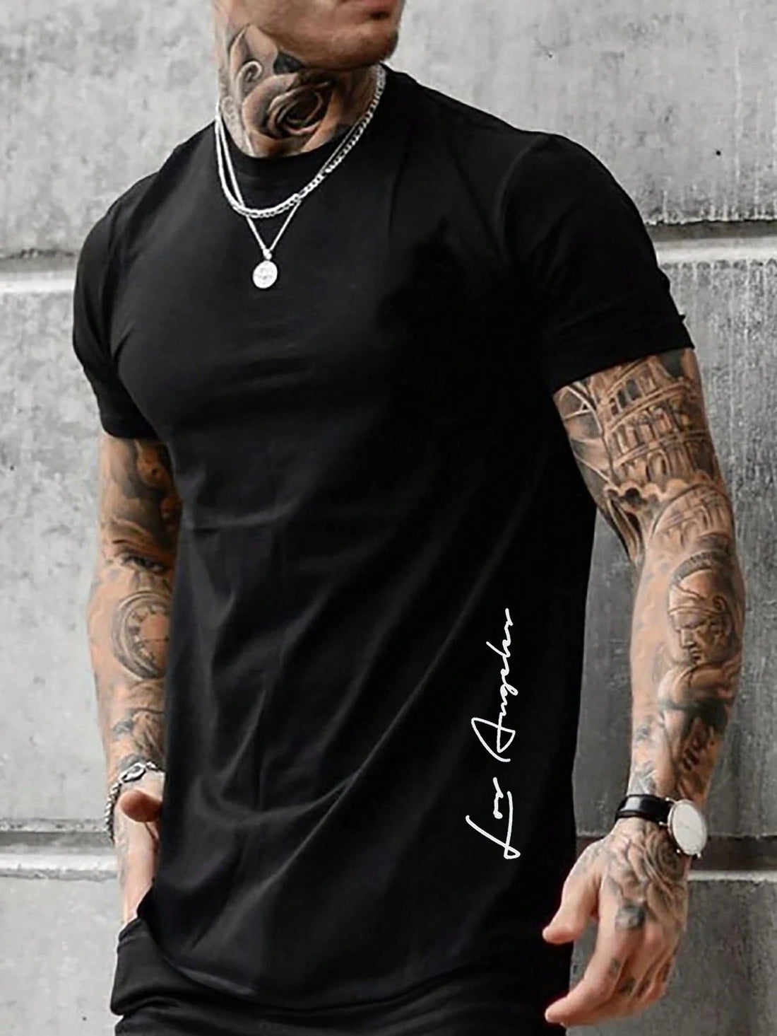 Stay trendy and stylish with our Graphic Tee for Men! Featuring a cool letter graphic and made from high-quality materials, this tee is perfect for any casual occasion. Add a touch of quirkiness to your wardrobe with this must-have piece. (Who said casual wear can't be fun?!)