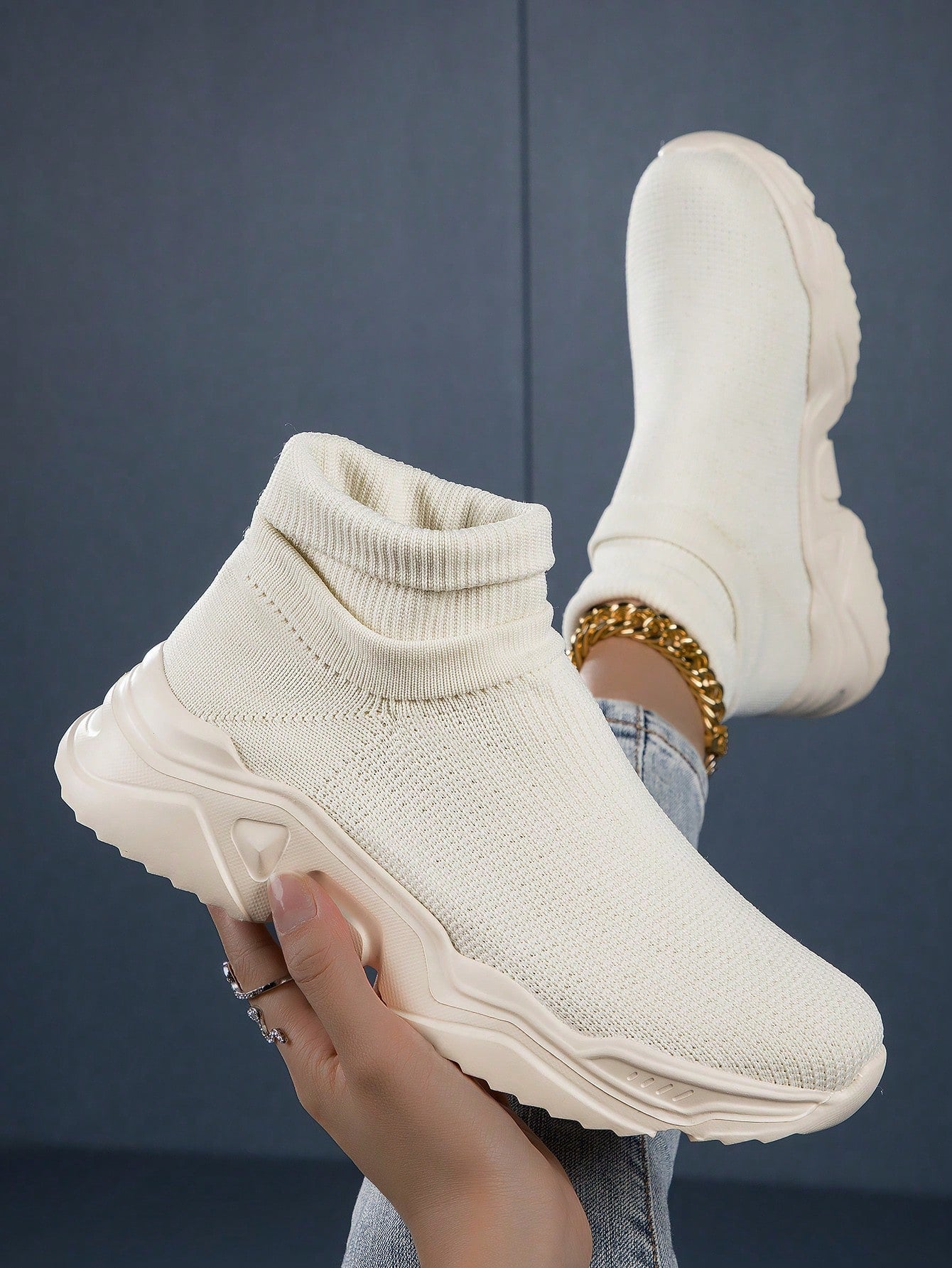 Step up your shoe game with our Stylish & Lightweight Women's Slip-On Mid-Top Sneakers. Featuring a comfortable and breathable design, these sneakers are perfect for every step. Say goodbye to heavy, bulky shoes and hello to effortless style and comfort. (Sole-ful style for your feet!)