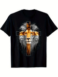 Express your faith with a playful twist in this eye-catching men's cotton tee. The bold Lion of Judah and cross design makes a statement while keeping you comfortable whether you're running errands or relaxing at home. Soft fabric meets spiritual symbolism in this versatile shirt that's ready to become your new favorite.
