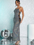 Elevate your style with our Stylish Metallic Cami Dress. Featuring chic chain straps and a unique tie side design, this dress is perfect for any occasion. The metallic sheen adds a touch of glamour while the tie side detail creates a flattering silhouette. Dress it up or down for a versatile and trendy look.