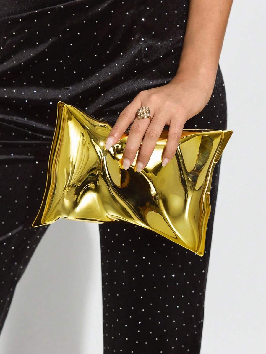Gold party clutch bag - view 1