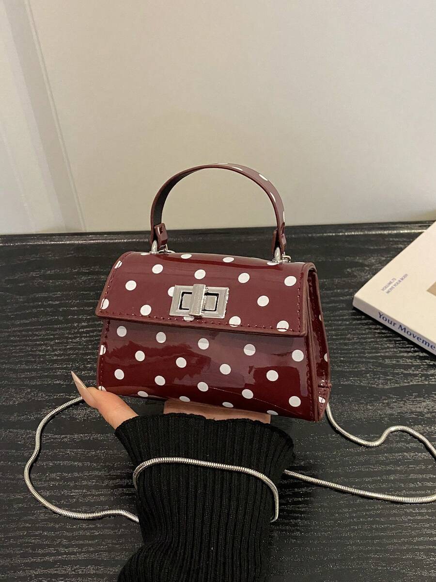 Image 1 - front view of Stylish Mini Polka Dot PU Leather Clutch Handbag for Fashion-Forward Looks