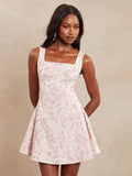 Twirl into summer with this flirty floral jacquard sundress! The mini length shows off your sun-kissed legs while the vacation-ready design keeps you looking fabulous at beach parties, garden weddings, or brunch with the girls. This little number transitions effortlessly from daytime adventures to evening cocktails – just add accessories and you're ready to dance the night away!