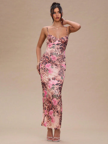 Be the life of the party in this playful and quirky Stylish Pink Floral Leopard Print Bodycon Maxi Dress! Perfect for summer weddings and vacations, this dress is sure to make a statement with its unique print and body-hugging fit. Turn heads and have a blast in this must-have dress!
