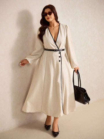 Elevate your everyday style with this fabulous plus-size color block dress that's made for the modern commuter. Featuring eye-catching trim details and a chic silhouette, this piece effortlessly transitions from office to weekend plans. The thoughtful color blocking adds visual interest while the comfortable fit keeps you feeling confident all day long. Perfect for anyone who refuses to compromise on style, this dress proves that fashion-forward doesn't have to mean complicated. Grab yours and show your com