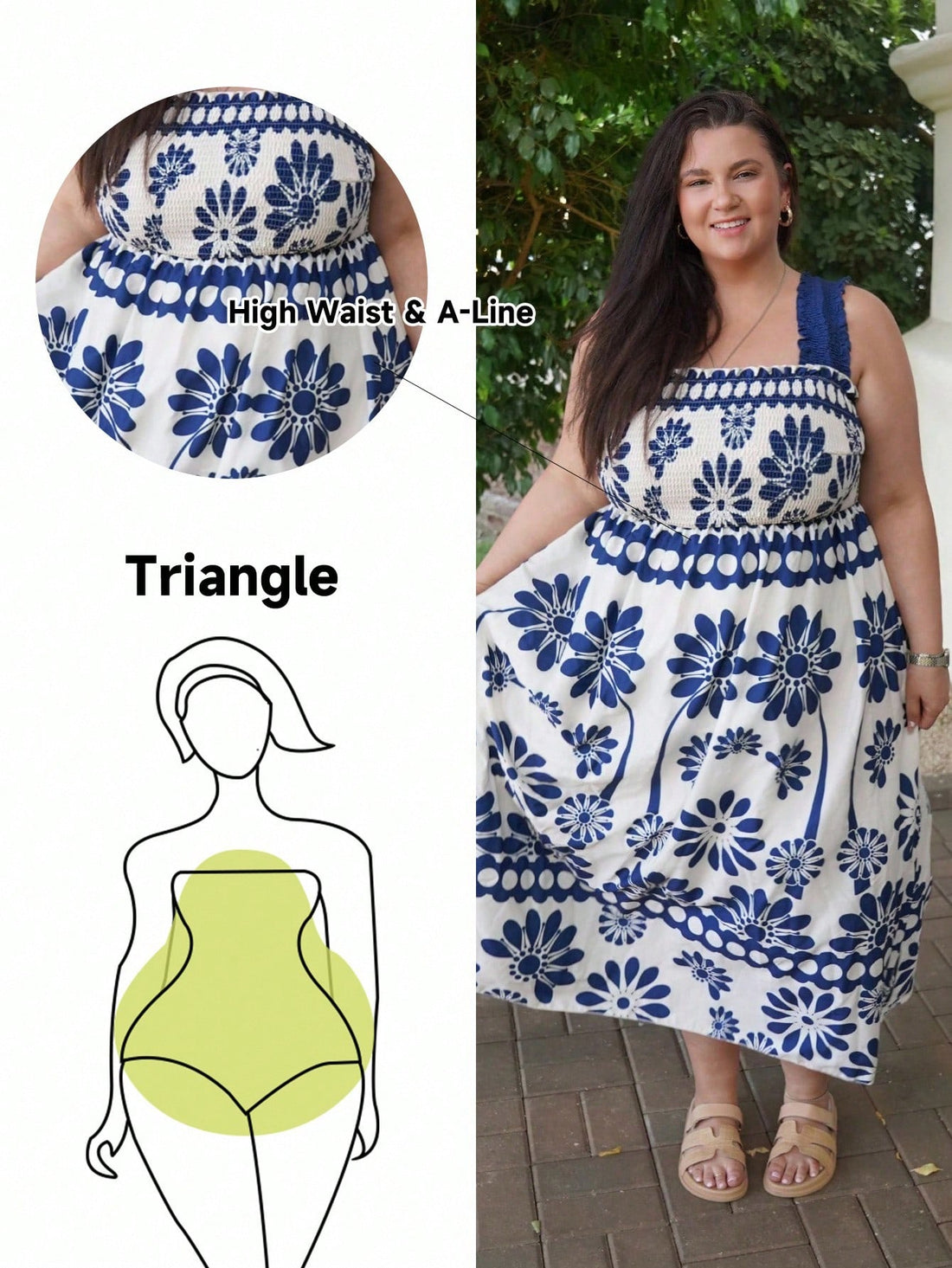 Embrace your curves this season with our vibrant floral print dress, designed specifically for pear and triangle body shapes. This breezy boho beauty features a flattering silhouette that celebrates your natural figure while keeping you cool and comfortable all summer long. Perfect for beach getaways, garden parties, or lazy vacation days, the flowing fabric and eye-catching botanical print add instant personality to any warm-weather wardrobe. Available in generous plus sizes, this dress proves that style h