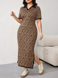 This playful polo dress combines bold leopard print with color blocking for a head-turning summer look. The flattering plus-size design keeps you cool while making a fashion statement. Perfect for casual outings, beach days, or styled up for evening adventures – this versatile piece brings confidence and comfort to your warm-weather wardrobe.
