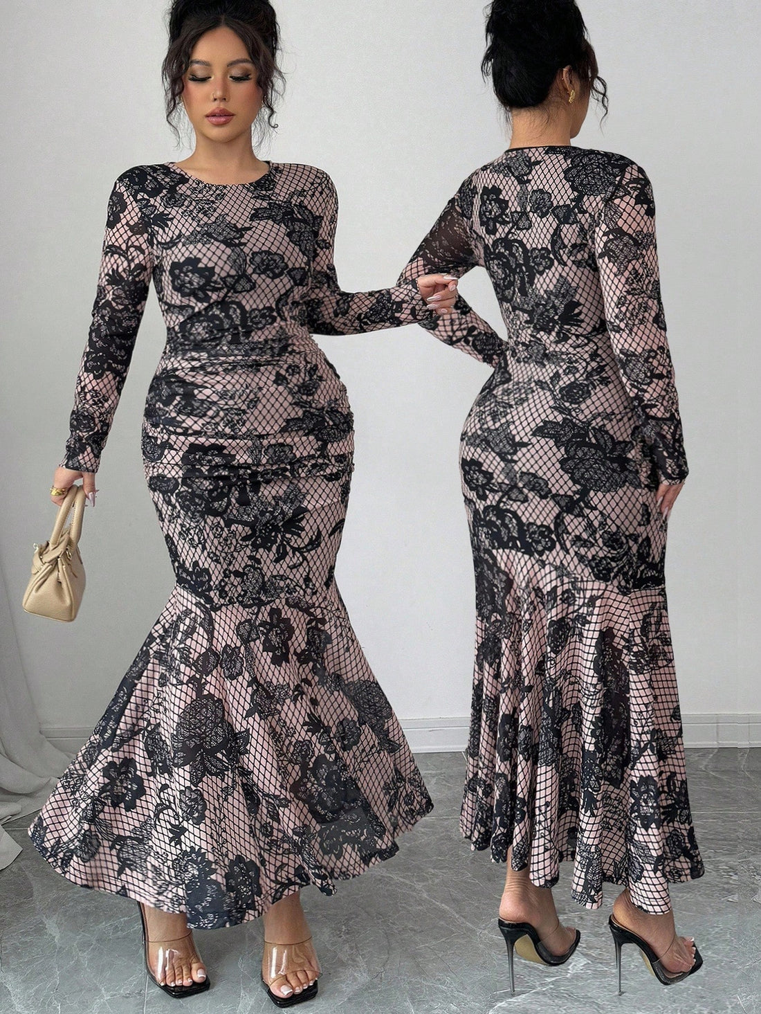 Turn heads effortlessly with this stylish plus size long sleeve dress, featuring a bold digital print on breathable mesh fabric. Designed to combine comfort with flair, it lets you embrace trendsetting looks while feeling light and confident all day. Perfect for those who love playful fashion with a confident edge.