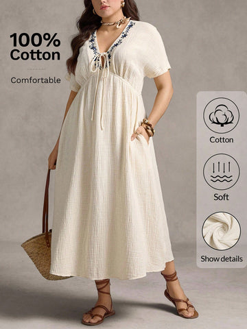 Step into fall with flair in this Stylish Plus Size Midi Dress, featuring a tied waist that flatters every curve. Perfect for concerts, classrooms, or cozy weekends, its versatile design lets you mix and match with your favorite boots and jackets. Embrace the season’s spirit while staying comfortable and confident wherever you go!