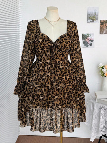 Embrace bold style and comfort with this plus size multi-tier leopard print dress. Its playful pattern and flowing tiers add flair to your everyday look, making it perfect for school runs or casual outings. Designed to flatter your curves while keeping you comfortable, this dress easily takes you from morning errands to afternoon fun with effortless charm.
