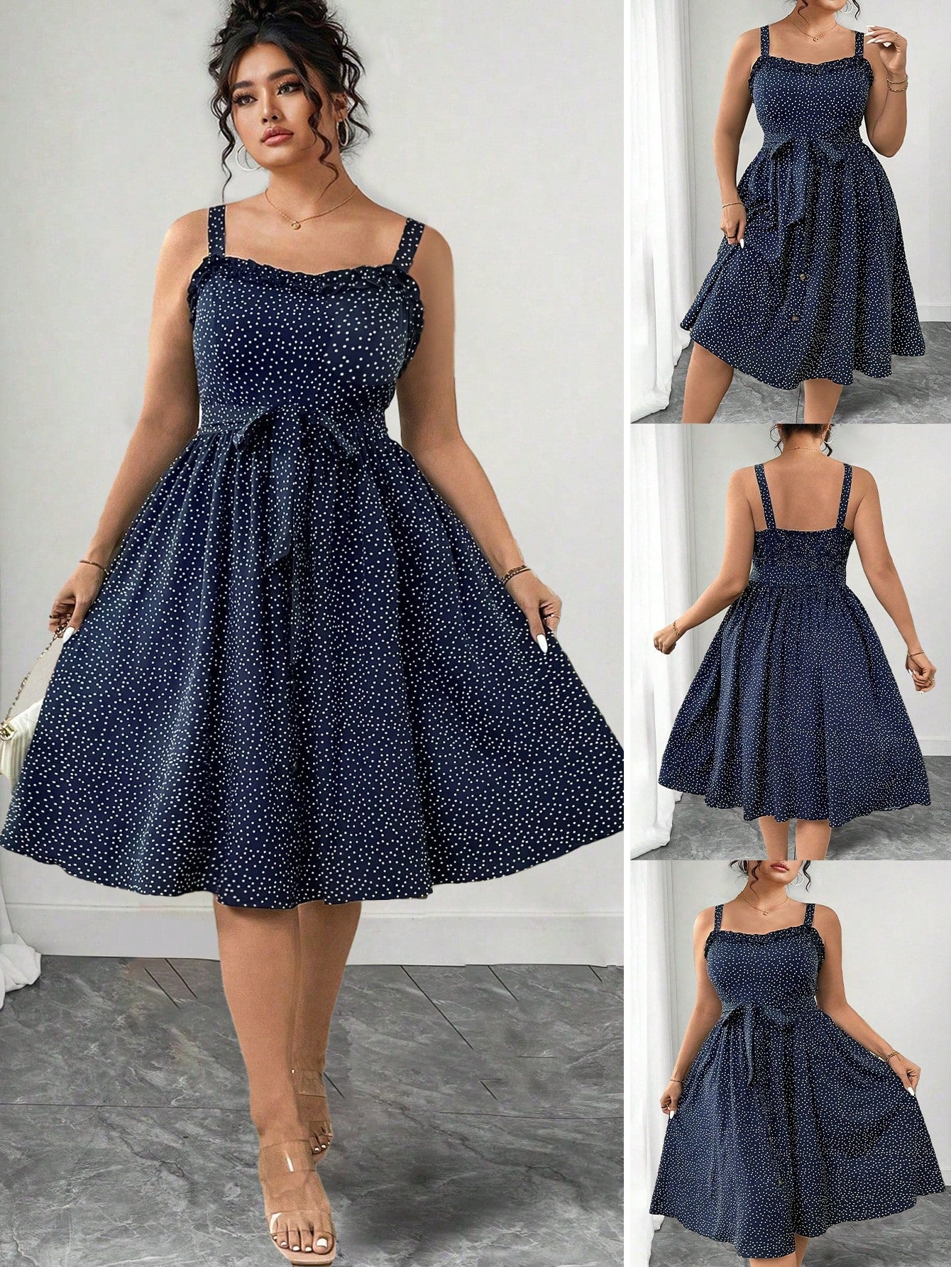Turn heads this summer with our Stylish Plus Size Ruffle Hem Polka Dot Dress. Featuring a playful ruffle hem and classic polka dots, this dress combines comfort with flirty charm. Perfect for sunny days or evening strolls, it offers a breezy fit that moves with you, making every step feel effortlessly chic and fun. Embrace summer in style and confidence!