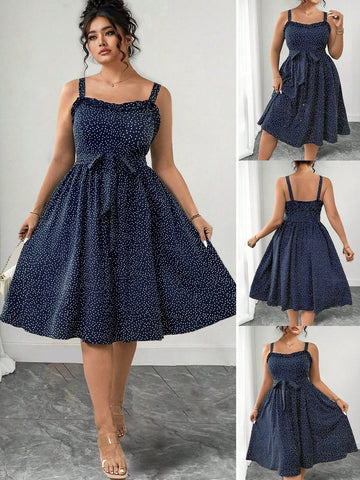Turn heads this summer with our Stylish Plus Size Ruffle Hem Polka Dot Dress. Featuring a playful ruffle hem and classic polka dots, this dress combines comfort with flirty charm. Perfect for sunny days or evening strolls, it offers a breezy fit that moves with you, making every step feel effortlessly chic and fun. Embrace summer in style and confidence!