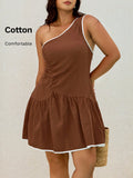 Step into summer with this playful plus size dress, designed to bring effortless elegance to your sunny days. The contrast binding adds a fun pop of detail, while the ruffled hem dances with every step you take. Lightweight and breezy, it’s perfect for everything from beach strolls to casual brunches. Embrace your curves and let this dress become your go-to for stylish, comfortable summer vibes.