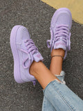 Step into bold style with these eye-catching purple platform sneakers designed for the modern woman on the move. Whether you're crushing it on campus, dancing through your favorite festival, or keeping it casual around town, these kicks deliver serious attitude with every step. The elevated platform sole adds height and confidence while keeping comfort front and center. Perfect for anyone who refuses to blend in and wants their footwear to make a statement as unique as they are.
