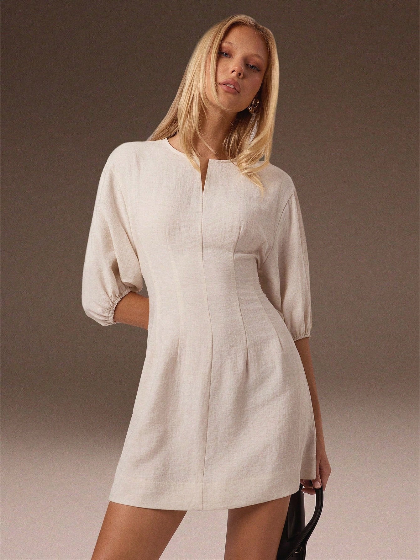 lantern sleeve mini dress Stylish Summer Casual Solid Color for Women Long Dress Skirt Two Piece Short Size:XXS Petite saleevent:laborday