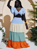Have fun in the sun and stand out in style with this colorblock A-line dress. The V-neck and ruffle trim add playful flair, while the drawstring allows for a flattering fit. Perfect for summer vacations and casual outings.
