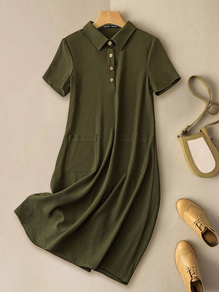 Get ready to turn heads this summer with our Stylish Summer Mini Dress for Ladies! This effortless dress features a casual short sleeve design with unique button detailing for a touch of added style. Perfect for any occasion, this dress is sure to make you feel confident and stylish all season long.