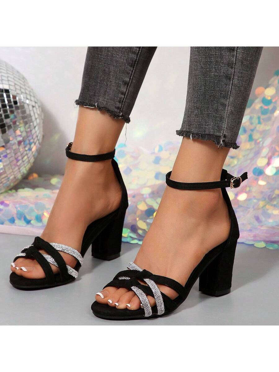 Step into sunny days with these Stylish Summer Rhinestone-Embellished High Heel Sandals for Women. Sparkling rhinestones catch every ray of light while thick heels offer comfort and confidence all day long. Perfect for dancing under the stars or turning heads at beach parties, they bring fun and flair to your warm-weather wardrobe.