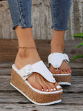 Step into sunshine with these stylish summer wedge sandals! Featuring a playful braided rope design, they add a breezy touch to any outfit. Comfortable enough for your daily commute and chic enough for vacation adventures, these wedges keep you looking cool and feeling light on your feet all season long.