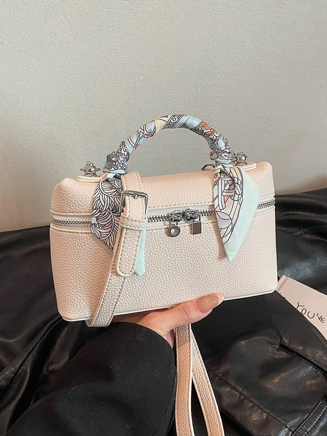 Add a pop of fun to your outfit with this Stylish Texture Solid Color Handbag! This versatile crossbody comes with a chic scarf and a 3D cosmetic pouch, perfect for keeping your essentials organized and your look on point. Whether you're out for a casual day or a night on the town, this bag brings playful style and practical charm wherever you go.